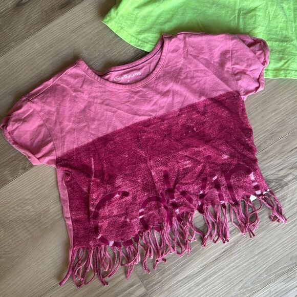 Calvin Klein Pink Two Tone Fringe Top & Neon Strappy Tank Size 5 - Picture 2 of 7